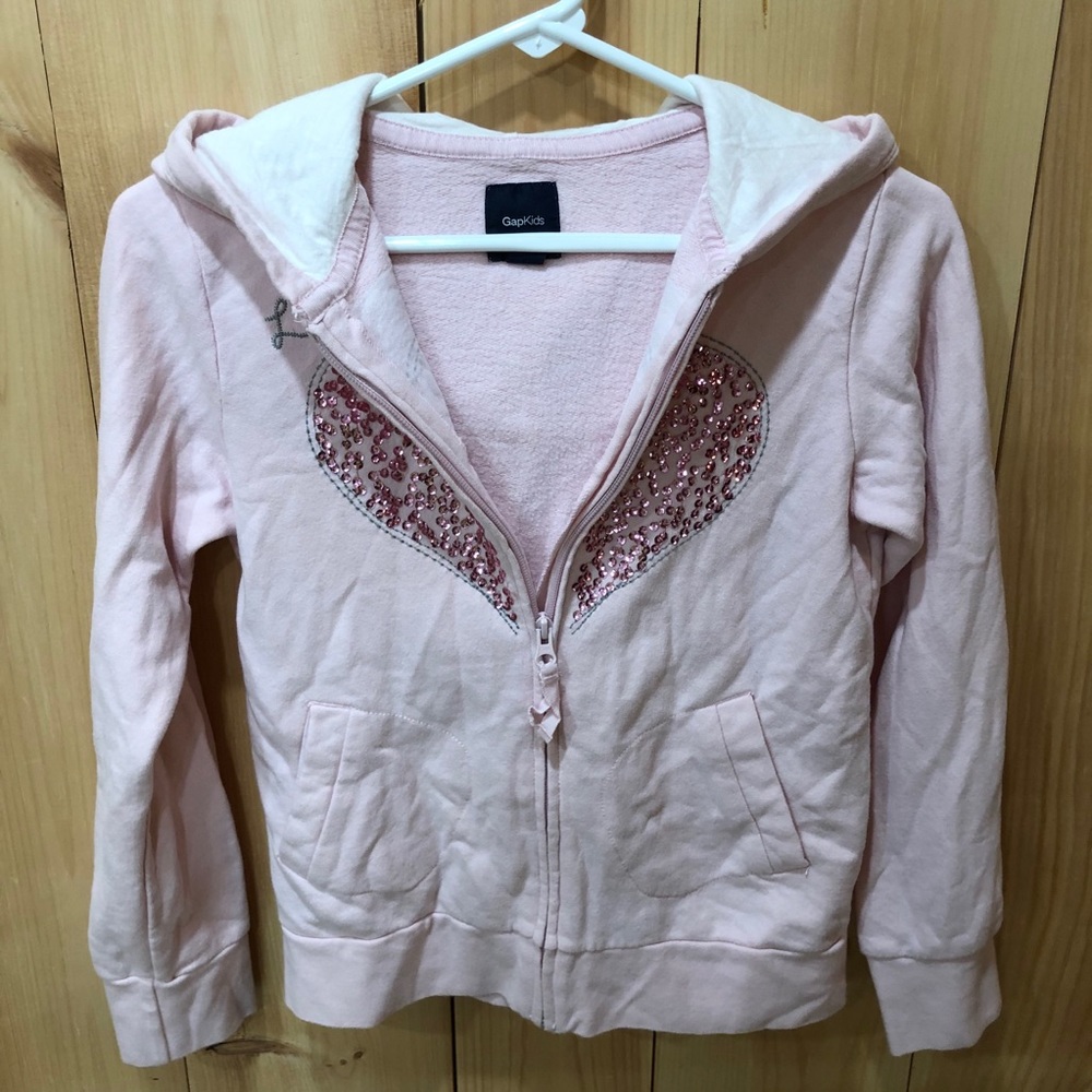 Gap Kids Hooded Zip Up Girls Jacket, pink - Picture 7 of 7